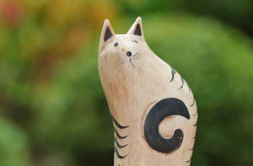Cat Animal Mieze Cat Figure Holzfigur Decoration