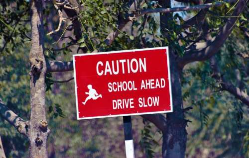 Caution Sign Board Warning School Ahead Sign Board