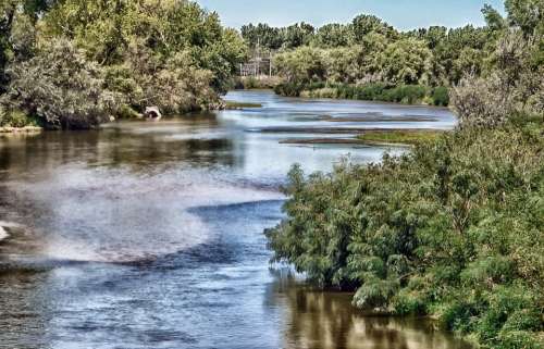 Cedar River Nebraska Water Reflections Trees Hdr