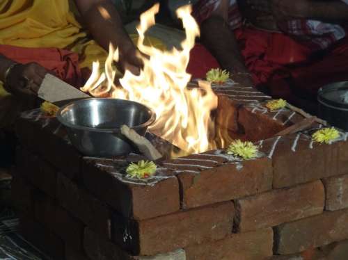Ceremony Fire Prayers Agni God Of Fire Religious