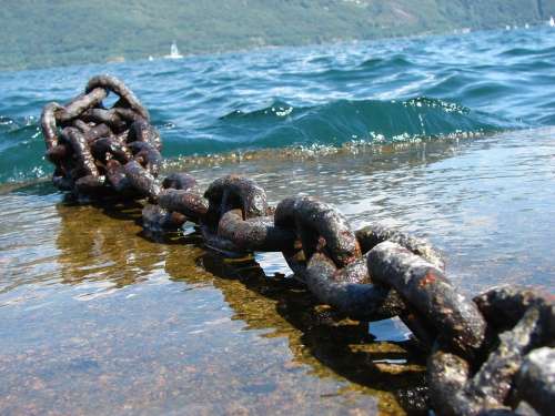 Chain Rusty Weathered Metal Chain Old Lake Wave