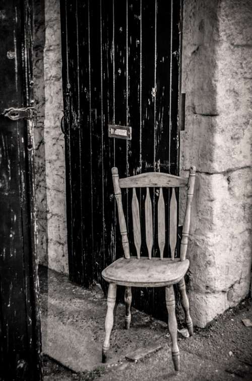 Chair Wooden Black Wood Pine Craft Brown Seat