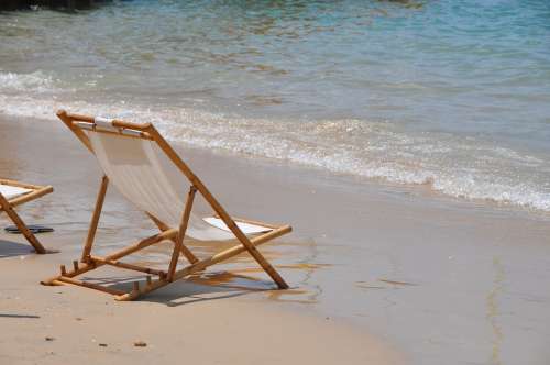 Chair Sea Shore Beach Ocean Coast Nature Summer
