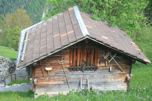 Chalet Swiss Wood Alps Switzerland Alpine Nature