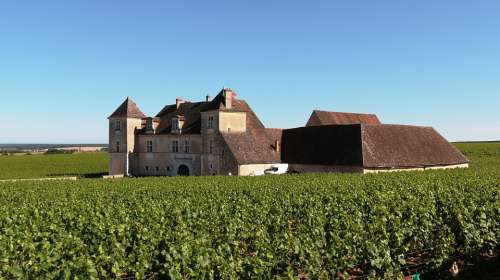 Château De Clos De Vougeot Burgundy France Blue Sky