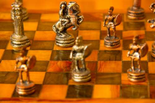Chess Figurines Checkerboard Knight