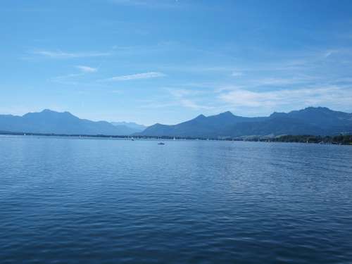 Chiemsee Water Sky Lake Rest Idyll Mountains