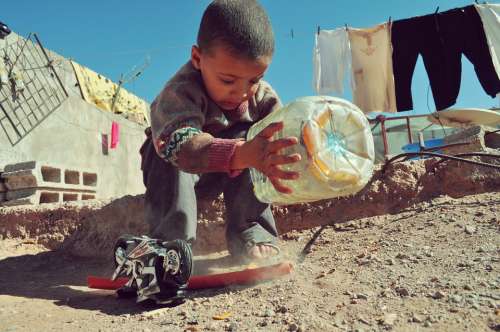 Child Playing Boy Kid Outdoors Marrakech Morocco