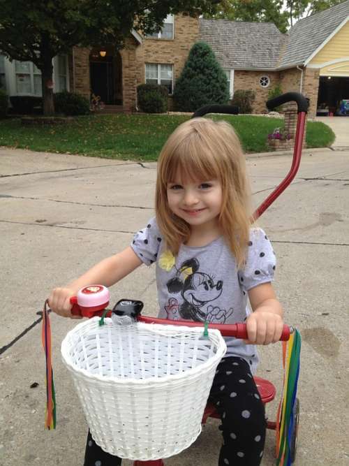 Child Tricycle Cute Girl Riding Trike