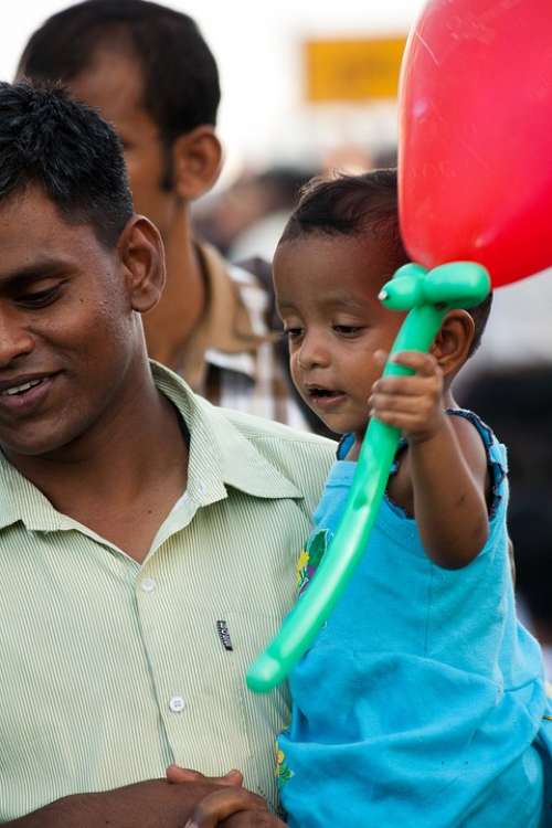 Child Balloon Father Happy Childhood Kid