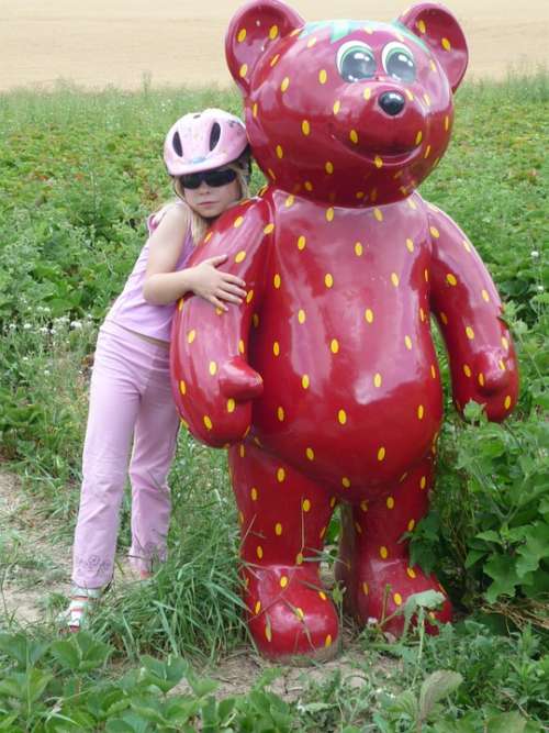 Child Girl Bicycle Helmet Bear Fun