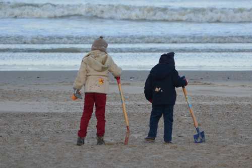 Children People Sea Beach