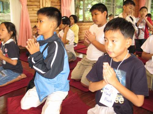 Children School Buddhists Camp Pray Meditate