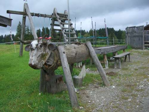 Children'S Playground Swing Wood Cash Cow Allgäu