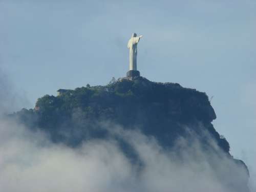 Christ The Redeemer Rio De Janeiro Landscape Clouds