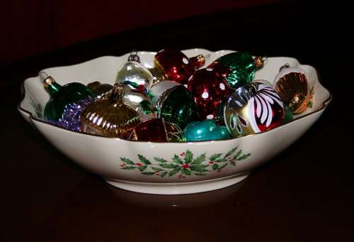 Christmas Bowl China Holly Ornaments Decorations