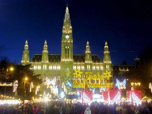 Christmas Market Vienna Town Hall Lights