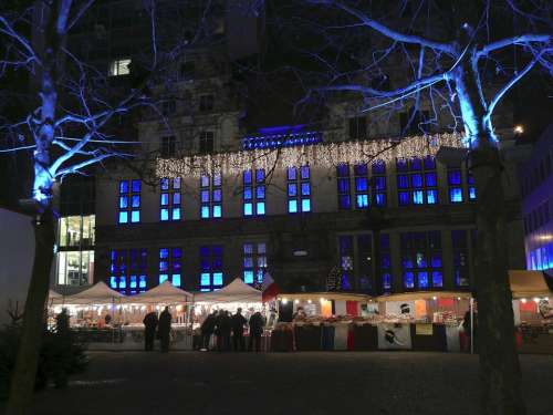 Christmas Market Bremen Blue Light Effects