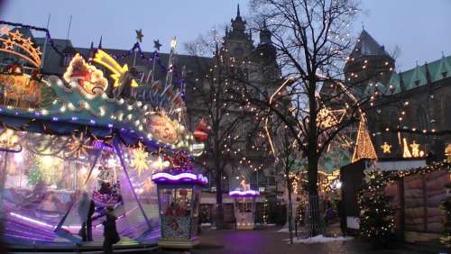 Christmas Market Twilight Bude Carousel Lighting