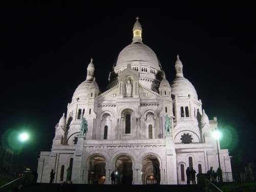 Church Sacre Coeur Architecutre Paris Night