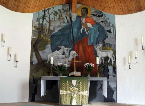 Church Interior Altar Mural Believe Christen
