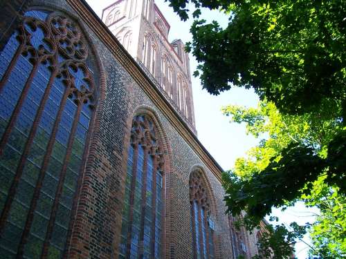 Church Brick Gothic Stralsund Historically Gothic