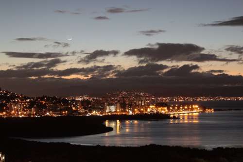 City Night Sea Night Sky Sky Landscape