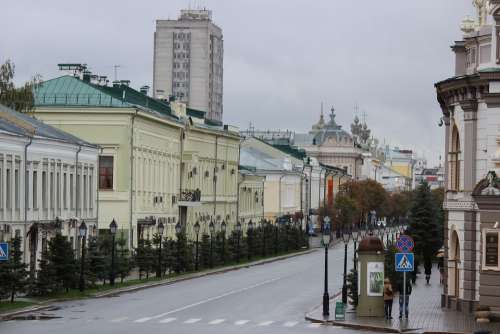 City Russia Autumn Avenue Road Kazan