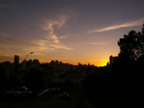 City Sunset Horizon Buildings Cloud Sunset City