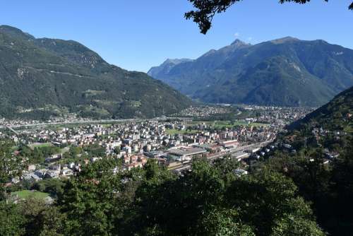 City Bellinzona Switzerland Mountains Landscape