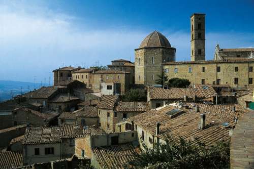 City Wall Italy Tuscany Middle Ages Houses Facades