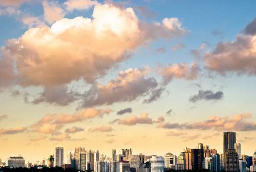 Cityscape Skyscrapers City Cloud Afternoon Cloudy