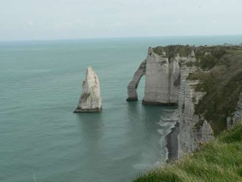 Cliffs Sea Etretat Normandy Landscape