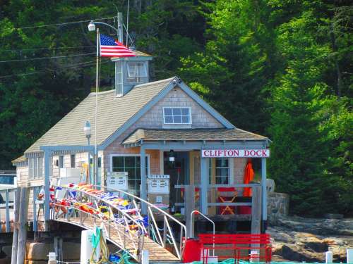 Clifton Dock Dock Maine American Flag Harbour