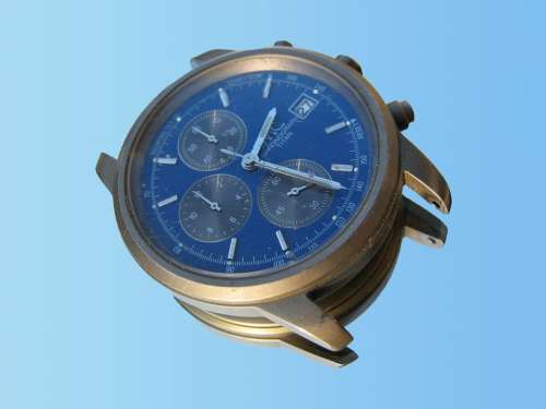 Clock Pocket Watch Blue Pointer Date