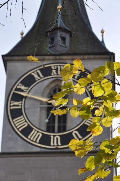 Clocktower Zurich Clock Tower Switzerland Europe