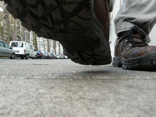 Close-Up Foot Feet Shoes Walking Stepping