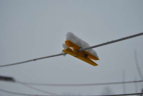 Clothespin Hang Snow Winter Laundry