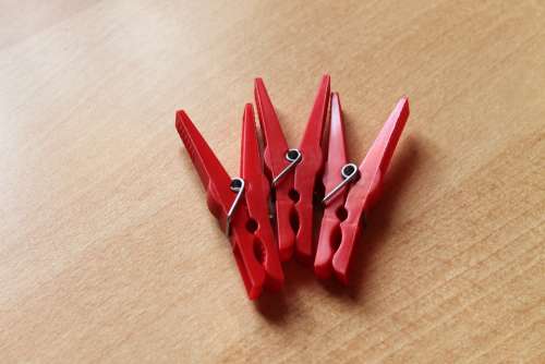 Clothespins Red Clamp Plastic