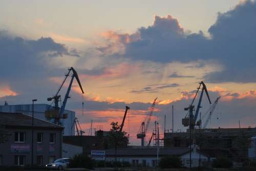 Clouds Sky Cloud Crane Cranes Baukran Port