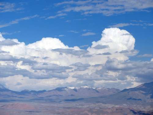 Clouds Mountains Blue White Sky Andes Landscape