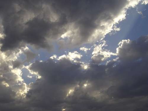 Clouds Sky Light Sun Rays Sunbeam Lichtspiel