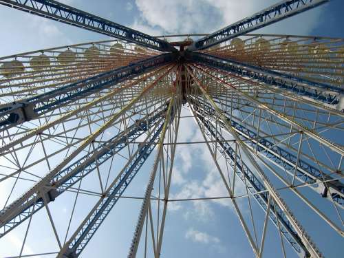 Clouds Ferris Wheel Sky Blue Fair Festival Site