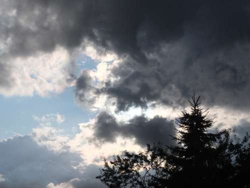 Clouds Dark Hell Sky Gloomy Evening Mood Tree