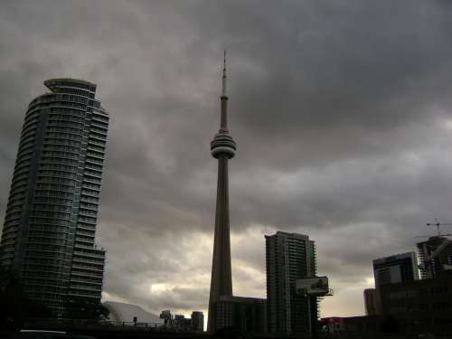 Cloudy Cn Tower Canada Toronto City