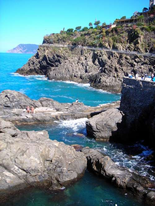 Coast Rocky Sea Azure Italy Sky Blue Beach