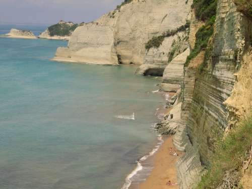 Coast Cliffs Corfu Greece Sea Beach