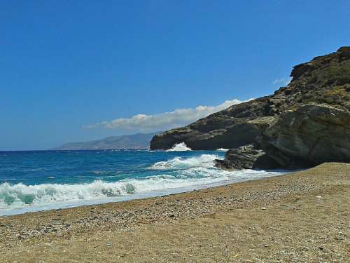 Coastline Waves Islands Greece Greek Andros Beach