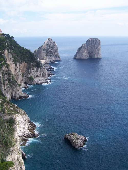 Coastline Capri Rocky Coastline Sea Mediterranean