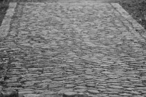 Cobblestones Away Paved Black And White Patch